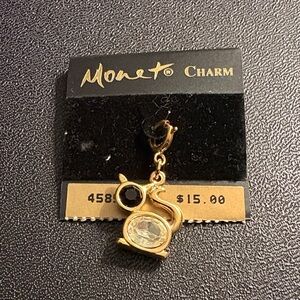 Monet Gold and Black Cat Charm